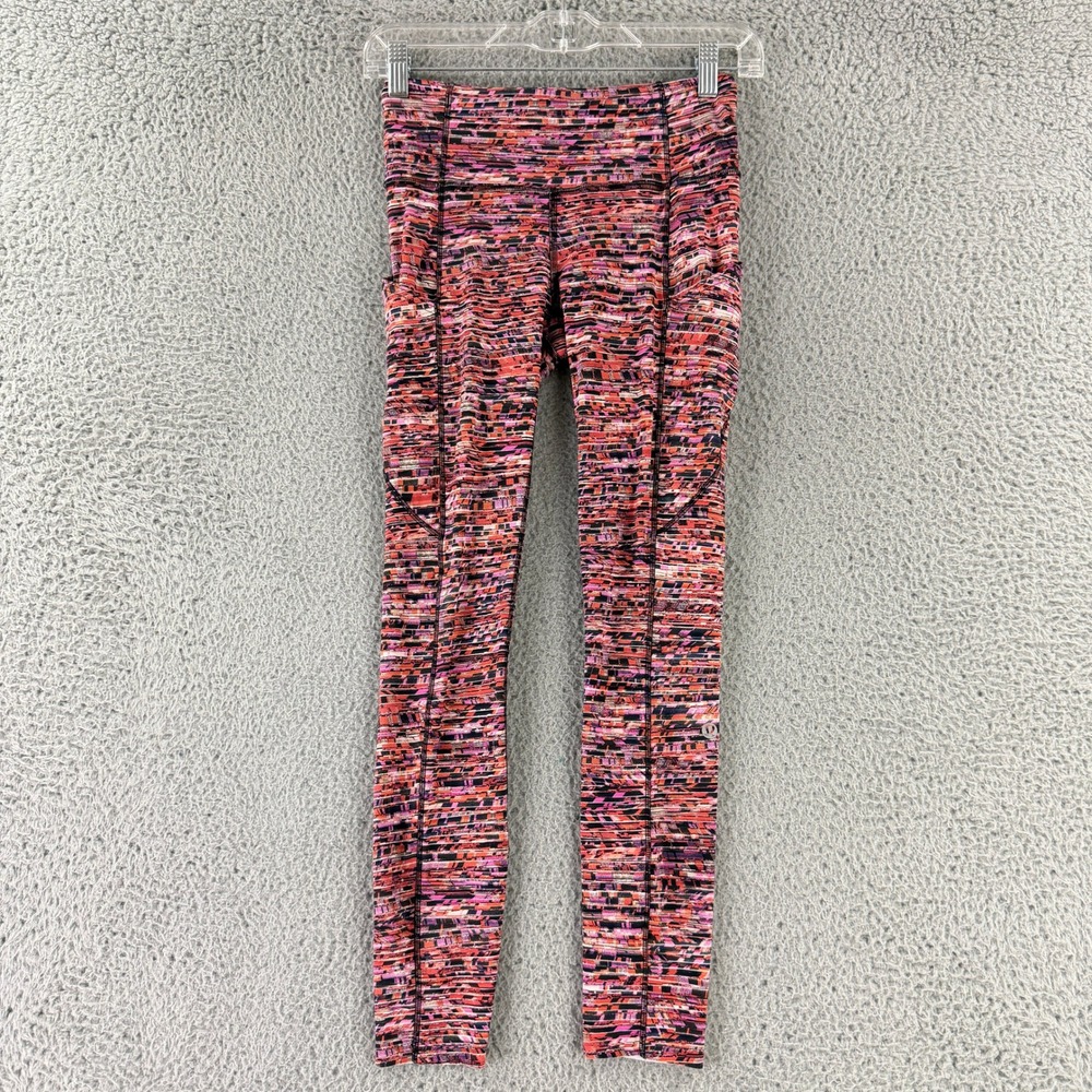 Lululemon Speed Up Tight Womens 4 Pink Multi Abstract Print Running Leggings
